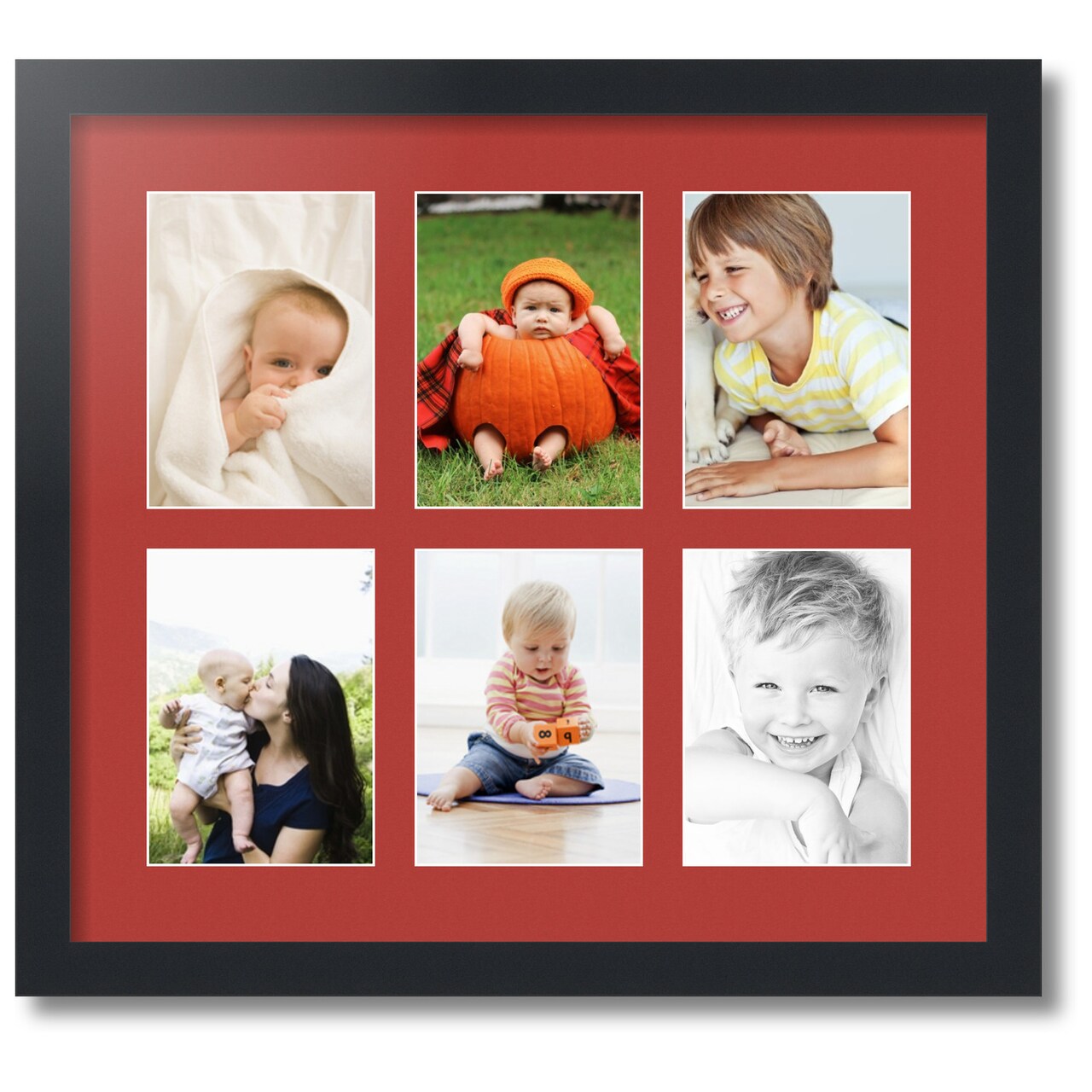 ArtToFrames Collage Photo Picture Frame with 6 - 5x7 inch Openings, Framed in Black with Over 62 Mat Color Options and Plexi Glass (CSM-3926-2041)